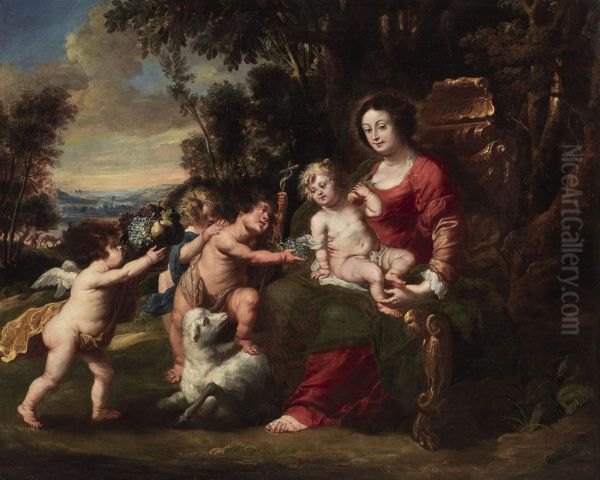 Virgin with child, the infant John the Baptist and putti - view 1
