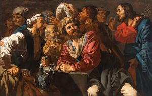 Christ chasing the money changers from the temple by Matthias Stom