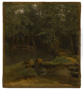 Vy fran Villa Borghese i Rom by Pierre-Athanase Chauvin
