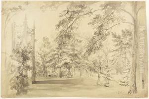 Gothic Temple i Painshill Park by Elias Martin
