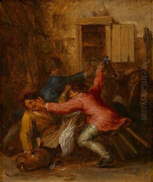 Interior with fighting peasants - view 1