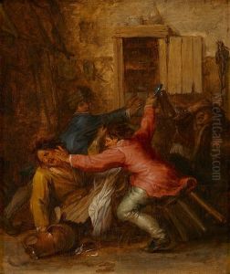 Interior with fighting peasants