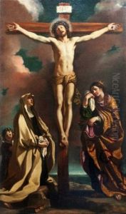 The Crucifixion with St. Elizabeth of Hungary and St. Frances of Rome. The Crucifixion with St. Elizabeth of Hungary and St. Frances of Rome.