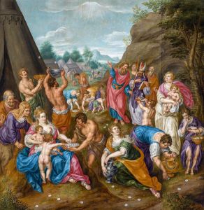 Israelites gathering Manna.