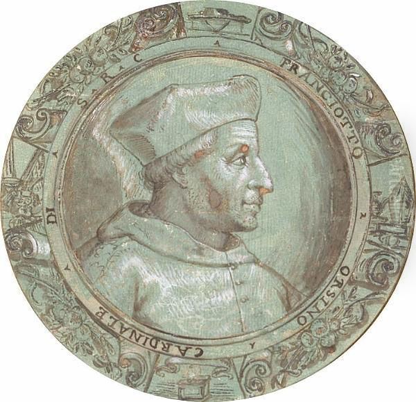 Portrait Head Of Cardinal Franciotto Orsino In Profile To The Right, Set Within A Fictive Circular Decorated Frame - view 1