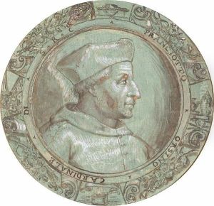 Portrait Head Of Cardinal Franciotto Orsino In Profile To The Right, Set Within A Fictive Circular Decorated Frame by Bernardino Capitelli