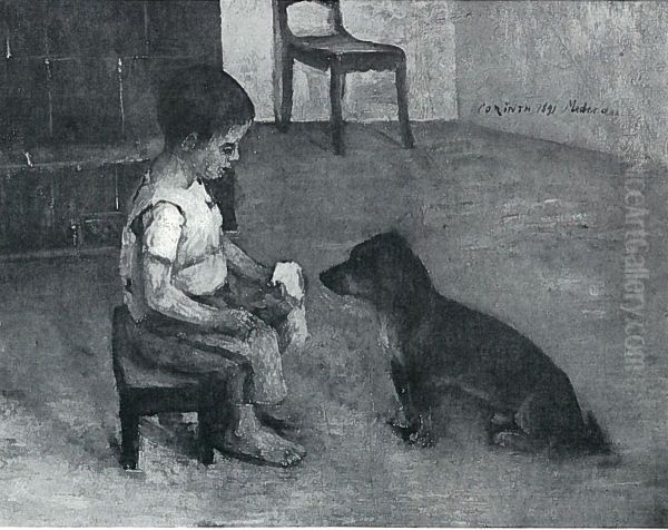 Kind mit Butterbrot und Hund - view 1