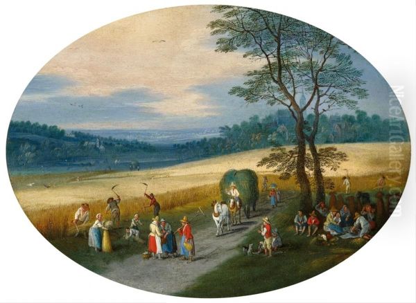Summer landscape with grain harvest - view 1