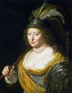Portret damy jako Minerwy by Paulus Moreelse