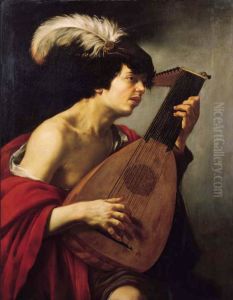Young lute player by Jan Van Bijlert