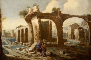 Landscape with ruins and a biblical scene Landscape with ruins and a biblical scene