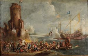 Coastal battle between Christians and Turks