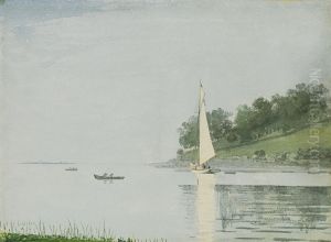 Yacht in a cove, Glocester by Winslow Homer