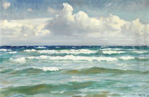 Braending ved Skagen. by Michael Peter Ancher
