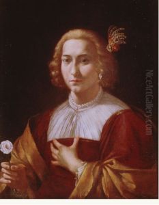 Portrait of a lady holding a flower