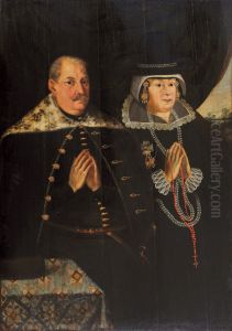 Epitaph portrait of Jerzy IV Konopacki (d. 1650), starost of Jelgava (Mitau) and his wife Anna nee Konarska (d. 1646) (Konopacki portrait). by Herman Hahn