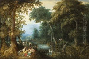 Diana and her nymphs in a wooded landscape by Frans Francken the Younger