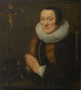 Portrait of Elisabeth Keyzers (or De Keyser) near a crucifix