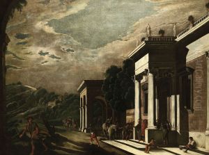Architectural capriccio with figures