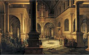 Interior of a Church by Night by Anthonie De Lorme