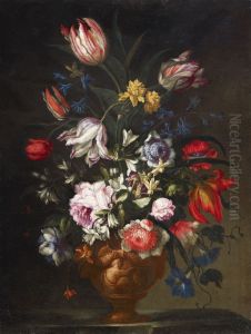 Flowers in an antique style relief vase