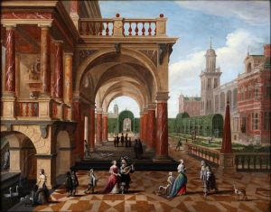 Activities on the court of a royal palace by Pieter Neefs the Younger