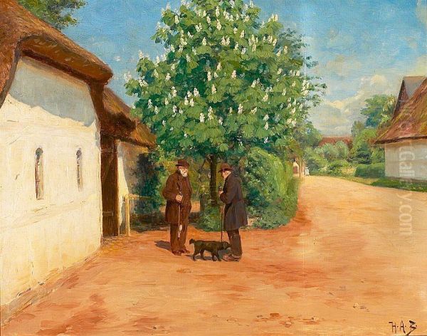 Spring scenery with two gentlemen. - view 1
