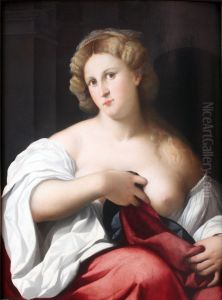 Portrait of a young woman with bare breast by Palma Vecchio