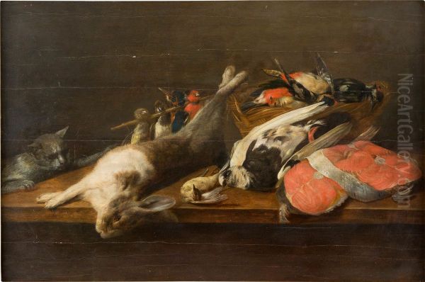 Still life with fowl and a cat - view 1