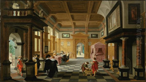 Interior of a Palace with Ladies and Gentlemen - view 1