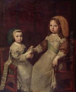 Louis XIV enfant et son frere Philippe de France, duc d'Anjou by Charles Beaubrun