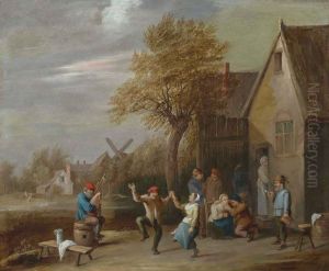 Rural feast in front of an inn by Thomas Van Apshoven