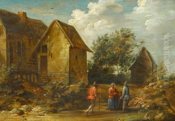 Village landscape with peasants - view 1