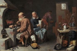 The Alchemist and His Wife in the Workshop by David Ryckaert III