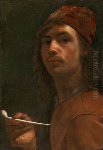 Self-portrait with a pipe - view 1