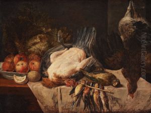 Still life with birds and fruits