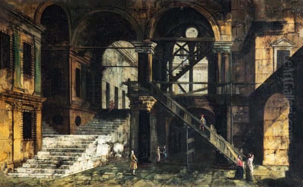 Cortile di palazzo con scale - view 1