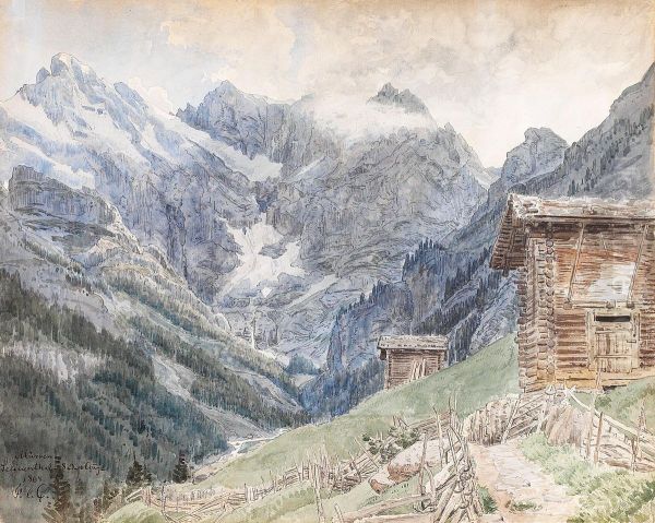 Alpine huts in Murren, Sefinenthal, Switzerland. - view 1