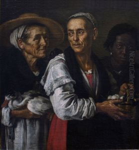 Group Portrait of Domenica delle Cascine, la Cecca di Pratolino and Pietro Moro by Justus Sustermans