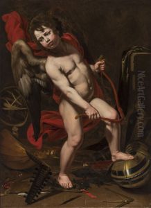 Amor breaking his bow by Jean Ducamps