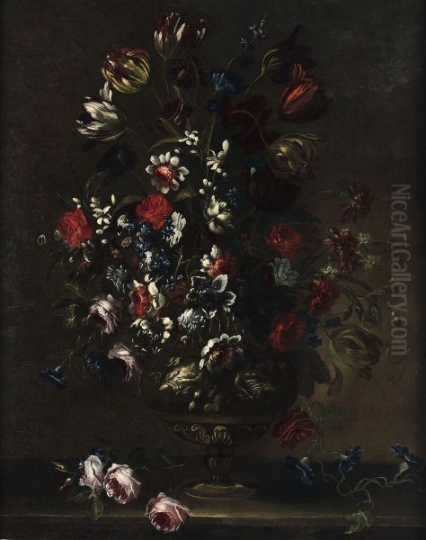 Flowers in a decorative vase - view 1