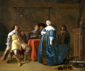 Elegant company in an interior. by Anthonie Palamedesz.