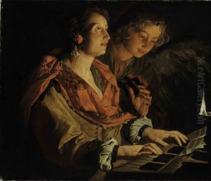 Saint Cecilia and the Angel by Matthias Stom