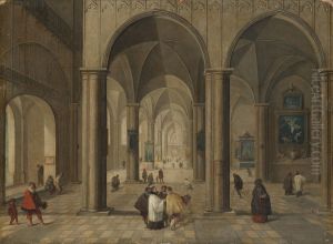 The interior of a Gothic church