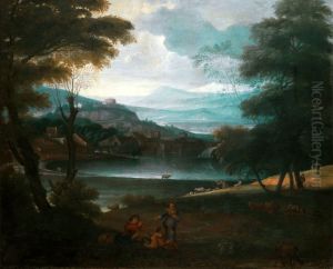 Landscape with resting shepherds.