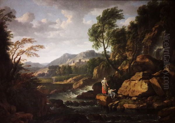 Landscape with a waterfall and rocks. - view 1