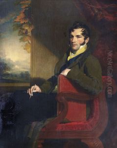 Portret van Leopold I, in een zetel met een potlood in de hand