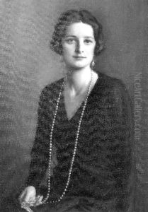 Portrait of Queen Astrid in a black dress