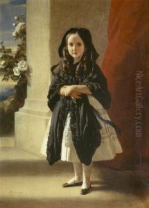 Portret van Prinses Charlotte als kind ten voeten uit met zwarte sjerp by Franz Xavier Winterhalter