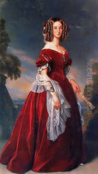 Portrait de la reine Louis-Marie en robe rouge - view 1